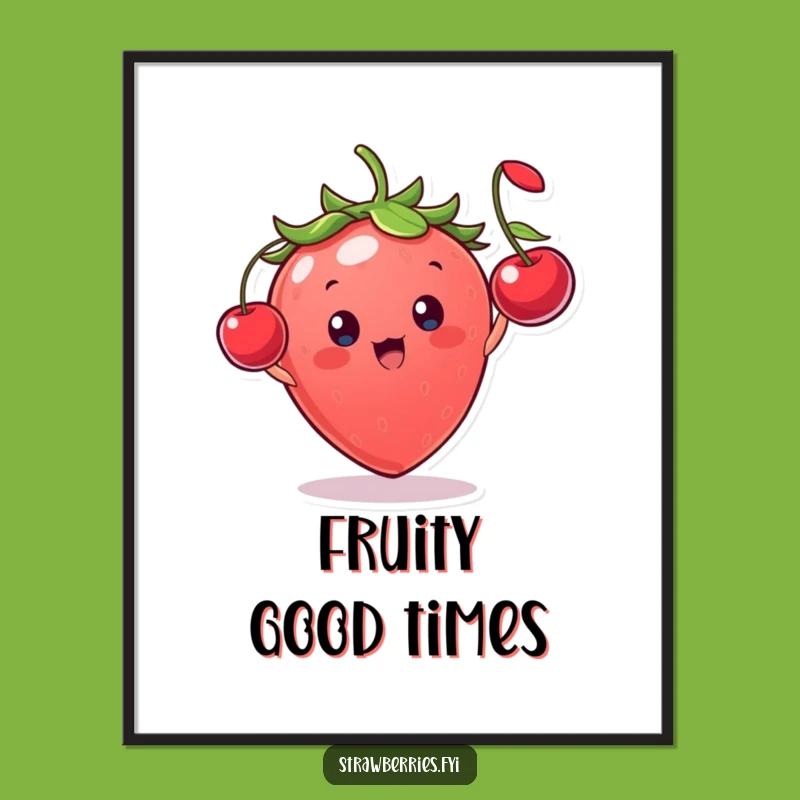 Funny Strawberry Cherry Toss Digital Art - Cheerful Print