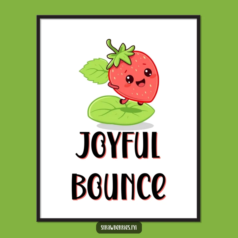Funny Bouncy Strawberry Digital Print: Energetic Art for Walls