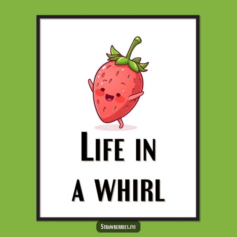 Funny Cartwheel Strawberry Digital Art: Dynamic Decor for Your Walls