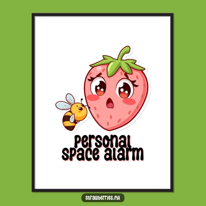 Funny Strawberry Bee Digital Art - Hilarious Surprise Fruit Print for Instant Fun