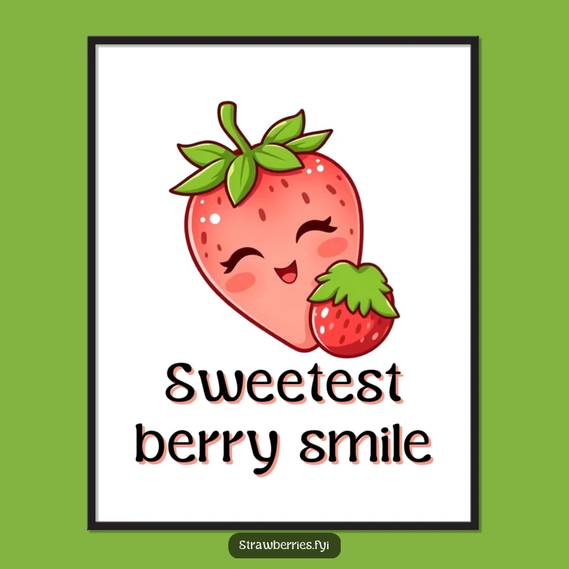 Funny Winking Strawberry Digital Art Print Add Playful Charm Instantly
