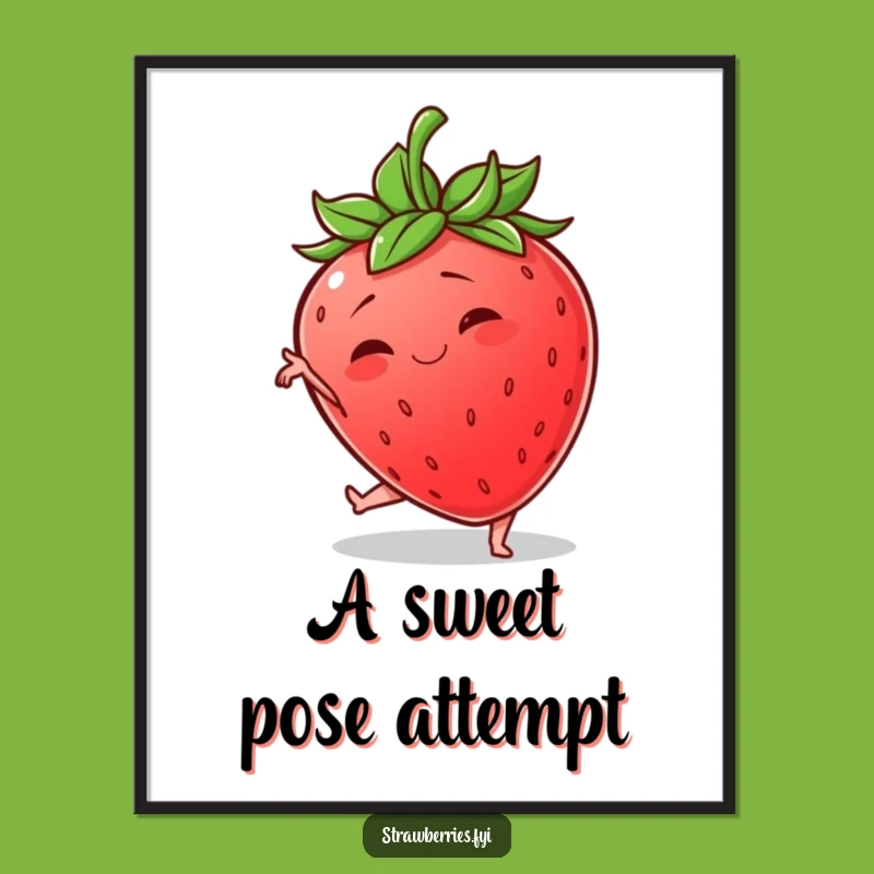 Funny Wobbly Strawberry Digital Art: Hilarious Wall Decor for a Joyful Home