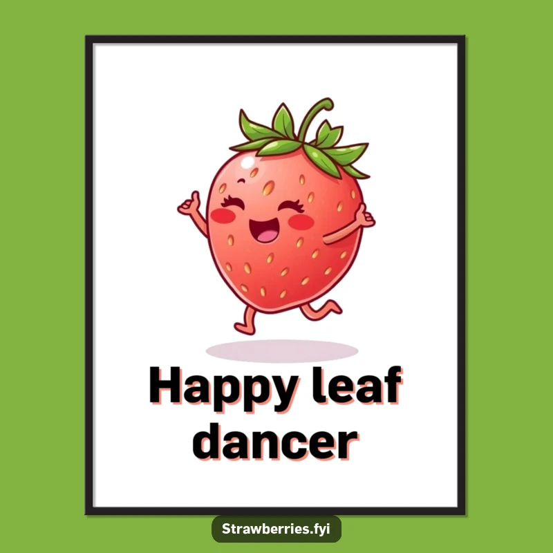 Funny Strawberry Happy Dance Digital Print - Instant Cheerful Art