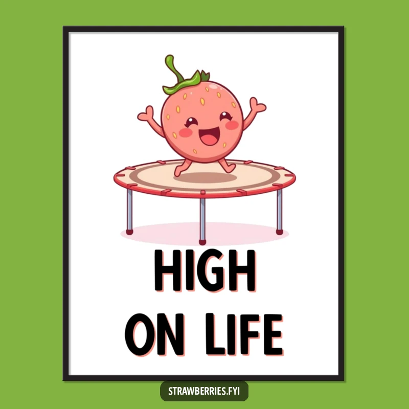 Funny Strawberry Trampoline Digital Art - Cheerful Print