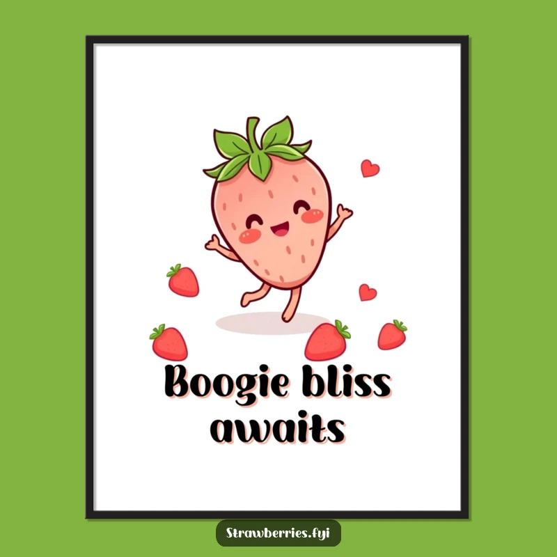 Instant Funny Kawaii Strawberry Dance Digital Art: Cheerful Berry Character Download Gift