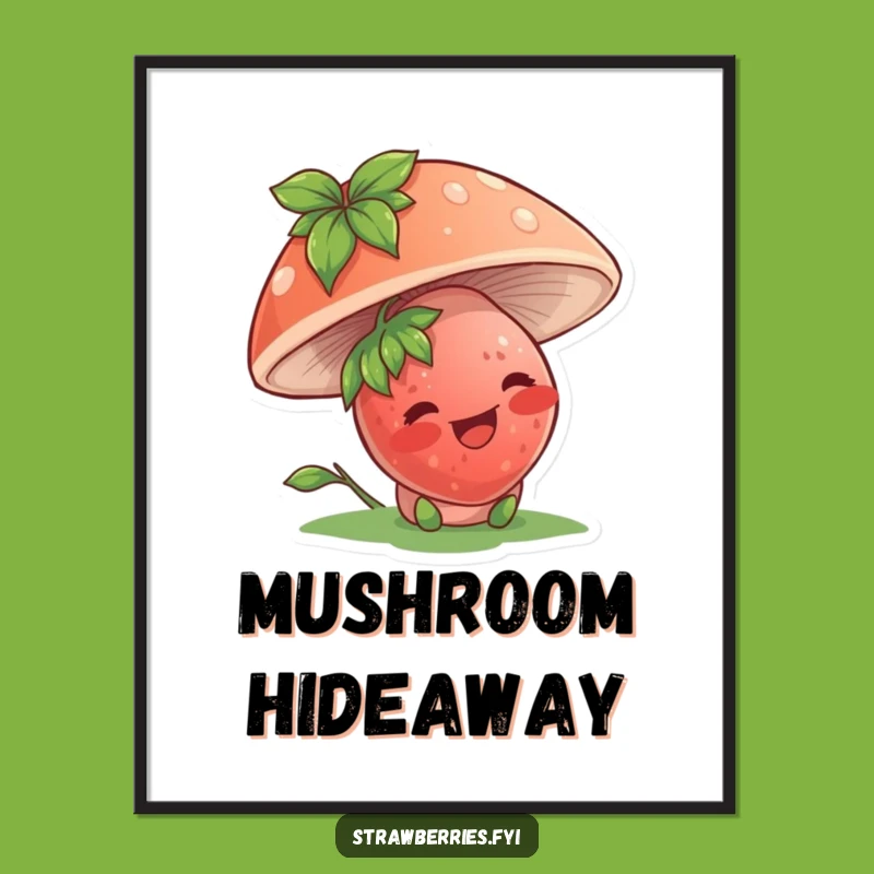 Funny Strawberry Mushroom Digital Art: Bring Whimsical Charm Home