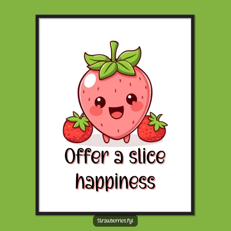 Instant Funny Kawaii Strawberry Sharing Digital Art: Big Smile Berry Download Gift