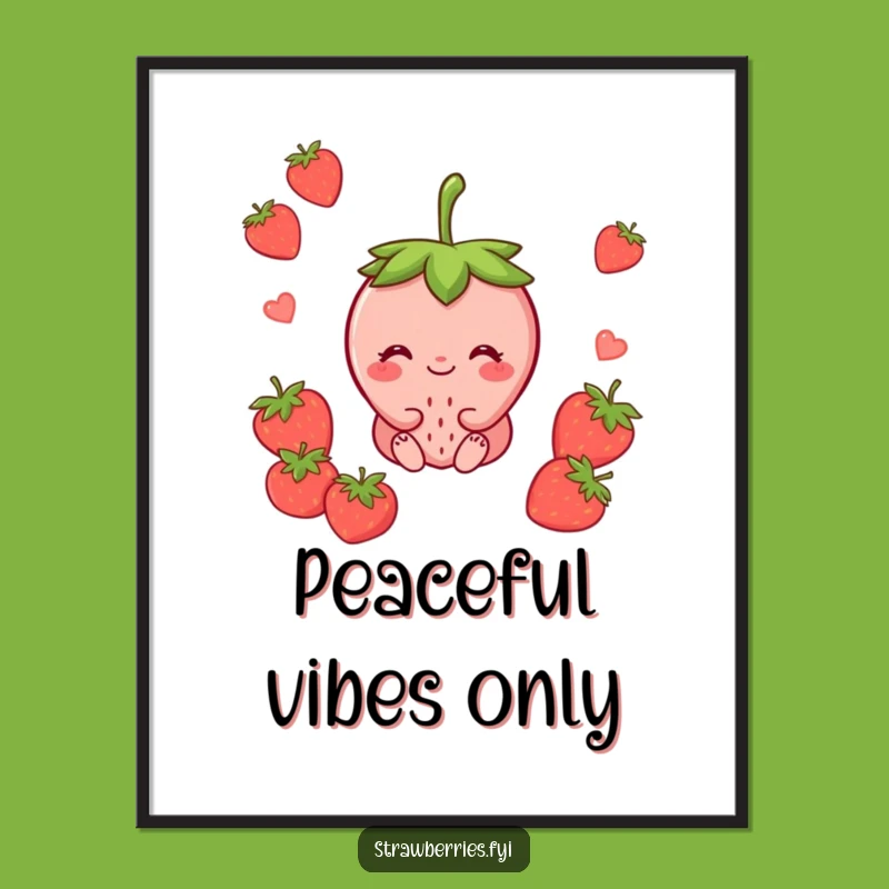 Funny Content Strawberry Smile Digital Art - Instant Peaceful Decor Funny Gift