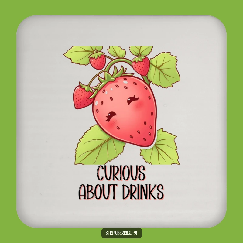 Funny Curious Strawberry Vine Coaster - Protect Surfaces Playfully