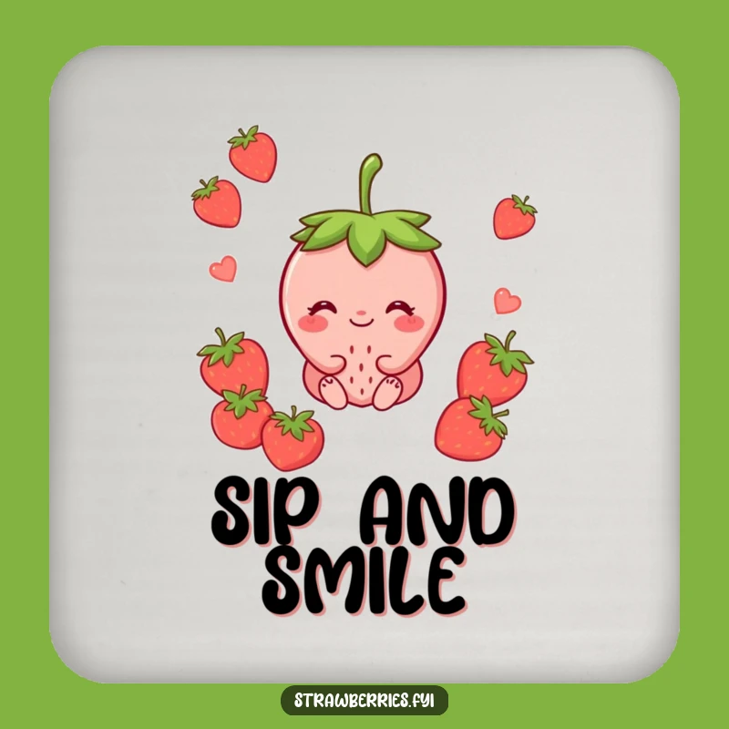 Funny Content Strawberry Smile Coaster - Protect Surfaces with Peace Funny Gift