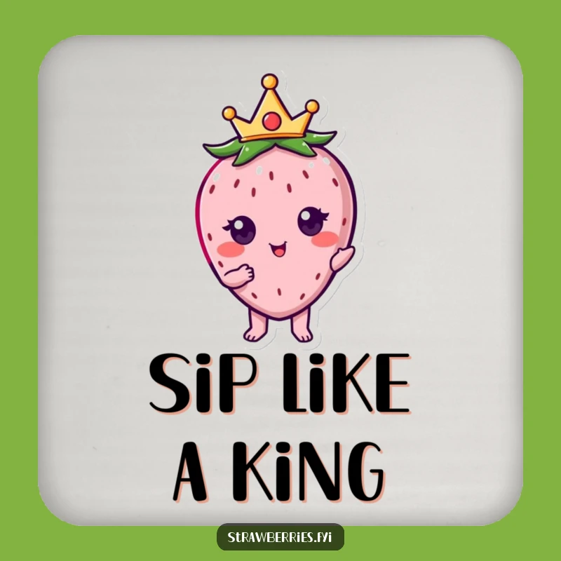 Funny Kawaii Strawberry Crown Coaster - Royal Protection for Your Drink
