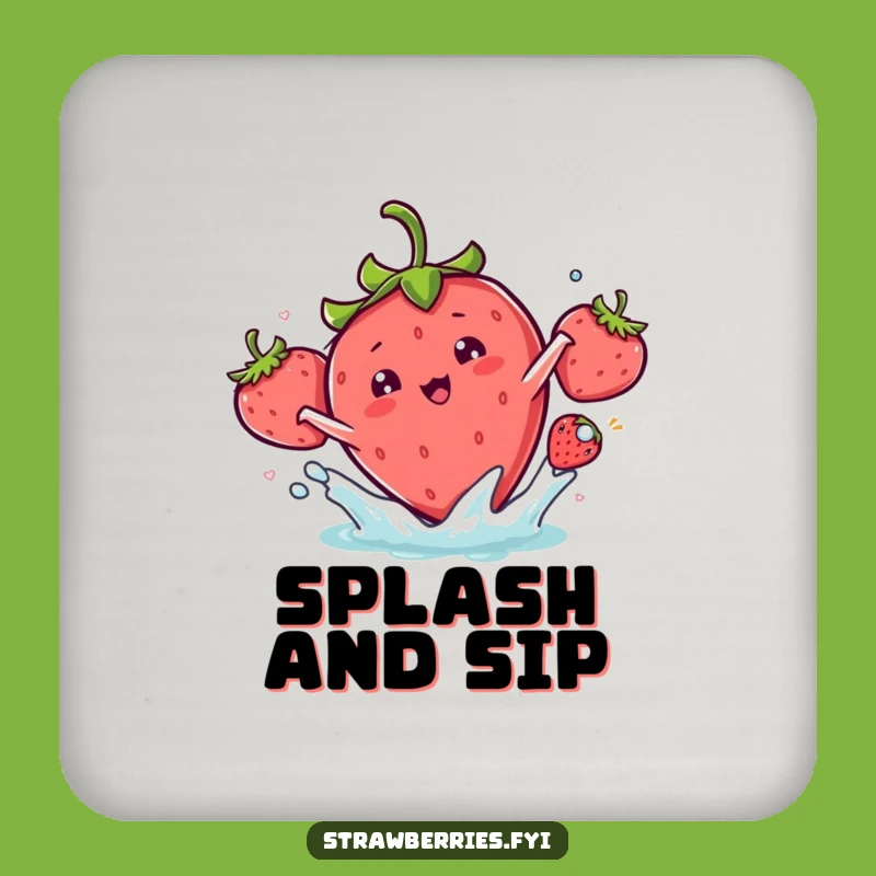 Funny Kawaii Strawberry Splash Coaster - Playful Protection for Your Drink