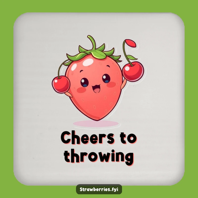 Funny Strawberry Cherry Toss Coaster - Joyful Table Protection