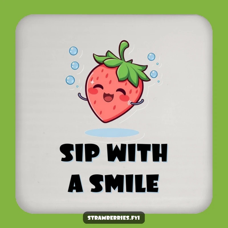 Funny Strawberry Droplet Juggler Coaster - Protect Surfaces Smiling Fruit