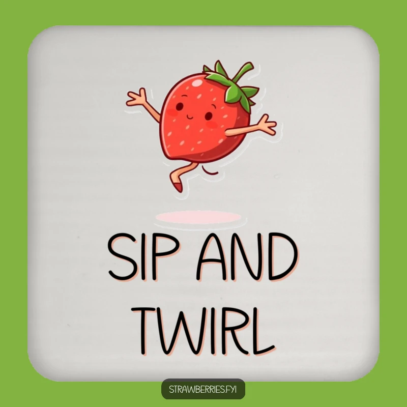 Funny Strawberry Pirouette Drink Coaster: Protect Surfaces with Sweet Charm!