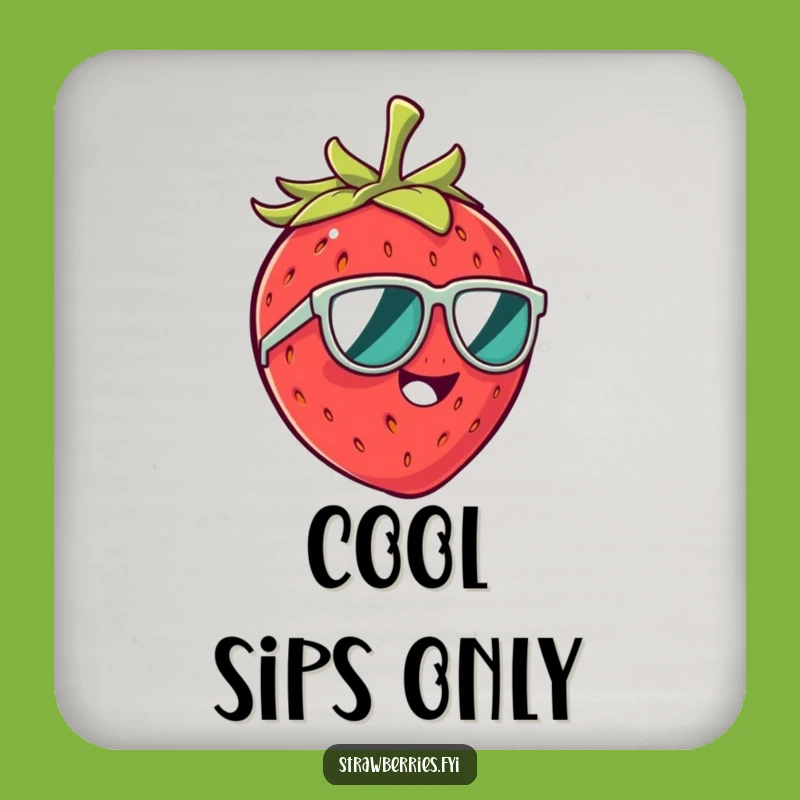Funny Strawberry Sunglasses Coaster: Giggles for Your Glass!
