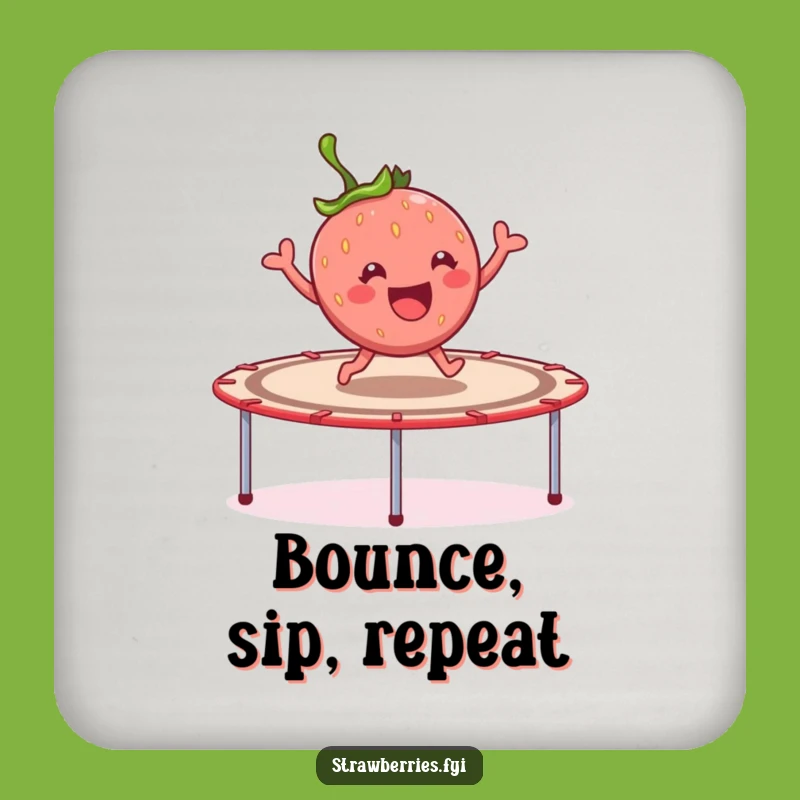 Funny Strawberry Trampoline Coaster - Cheerful Table Protection