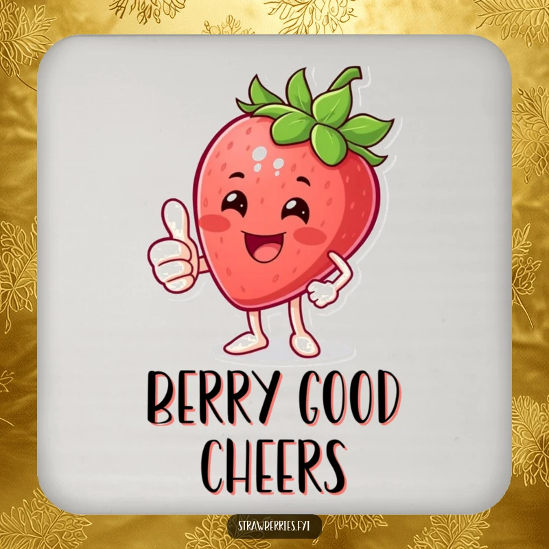 Funny Thumbs Up Strawberry Coasters: A happy strawberry giving a thumbs up, adding positive flair.