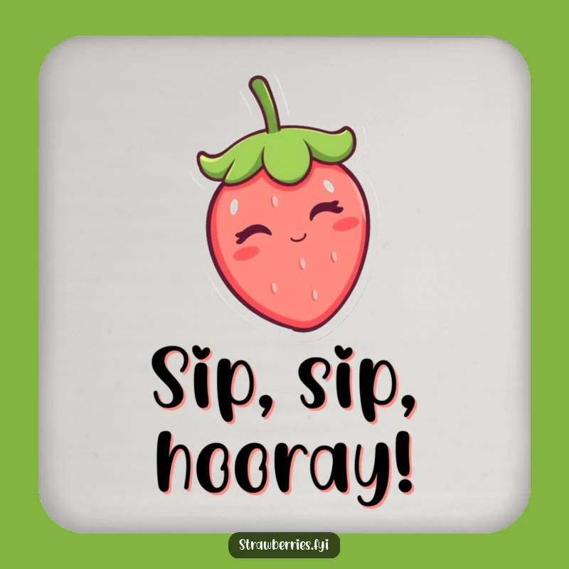 Funny Winking Kawaii Strawberry Coaster - Protect Surfaces with Humor