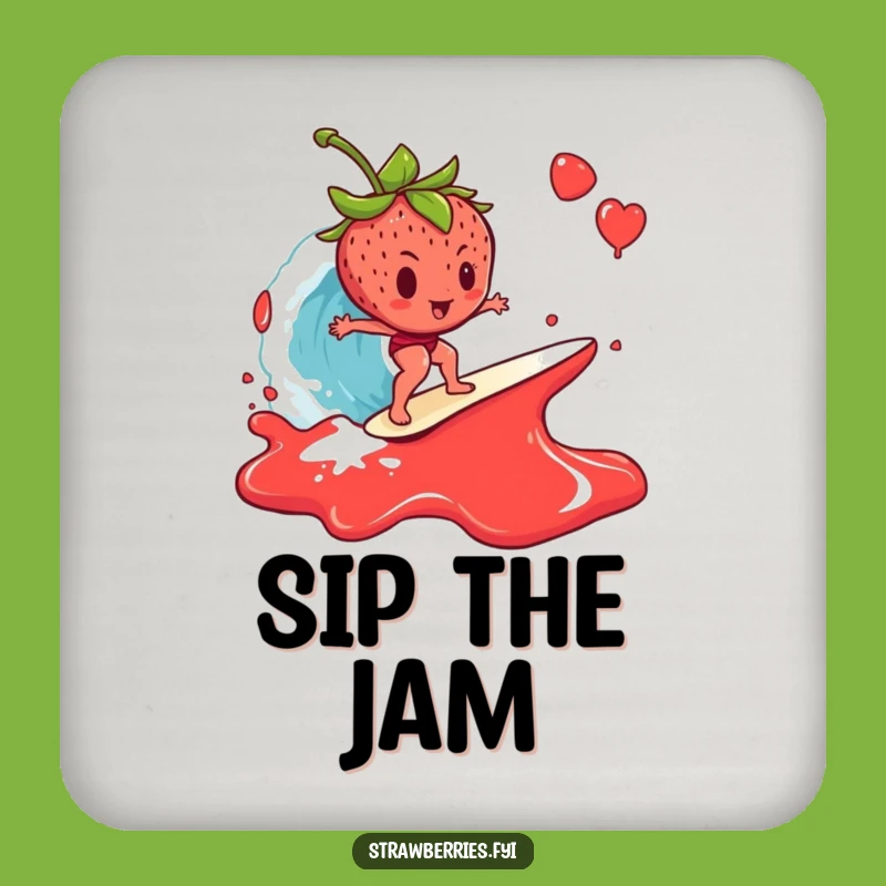 Funny Strawberry Coaster: Jam Wave Protection - Sticky Tableware!
