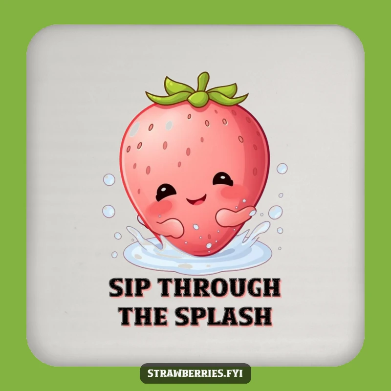 Funny Kawaii Strawberry Splash Drink Coaster Set: Giggling Berry Protection Gift