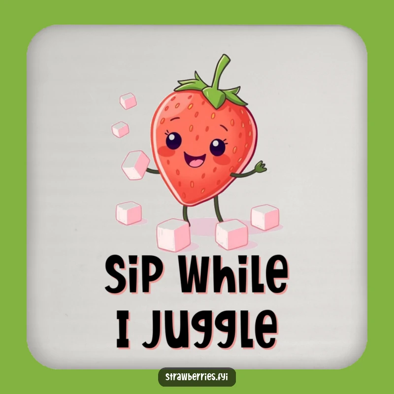 Funny Kawaii Strawberry Juggling Coaster: Sweet Surface Protection, Perfect Funny Gift!