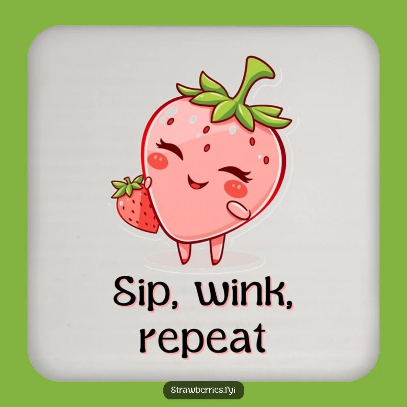 Funny Winking Strawberry Coaster: Add a Playful Wink to Your Table