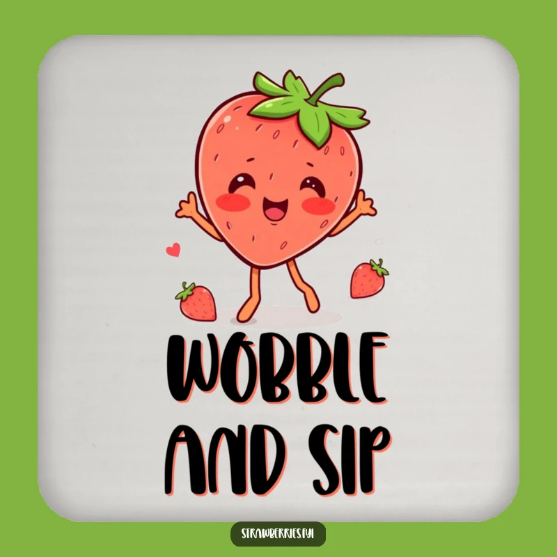 Funny Kawaii Strawberry Wobble Dance Coaster - Joyful Protection for Your Drink