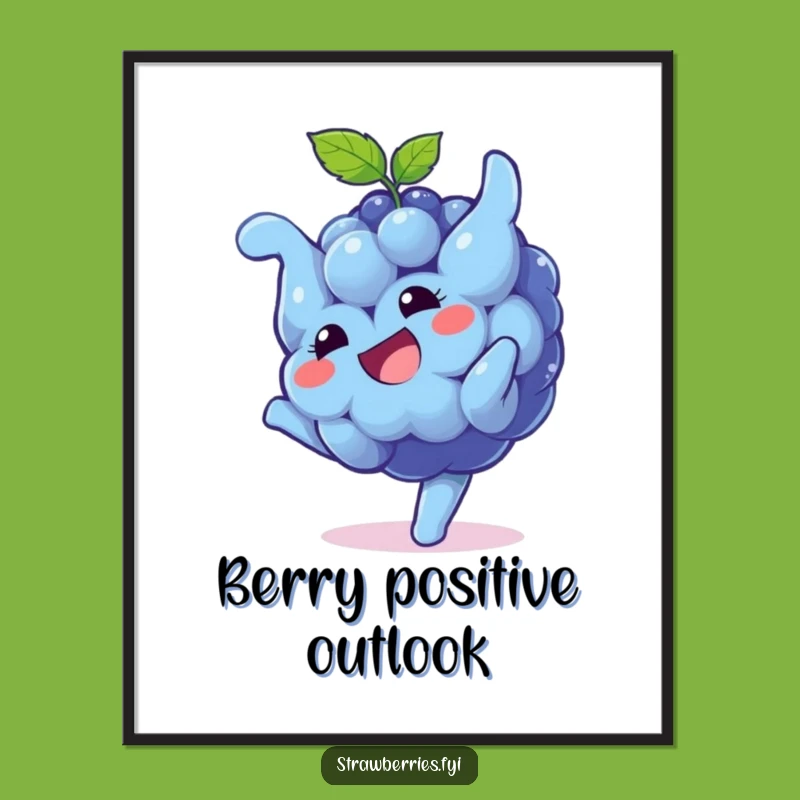 Funny Blueberry Somersault Poster: Fruity Art for a Cheerful Space