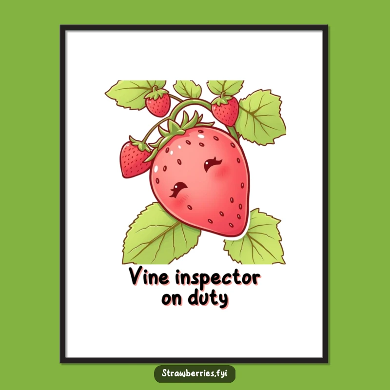 Funny Curious Strawberry Vine Poster - Whimsical Wall Art