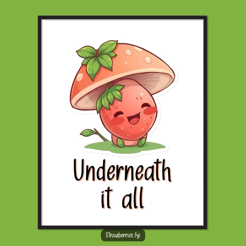 Funny Strawberry Mushroom Poster: Bring Whimsical Humor to Your Walls