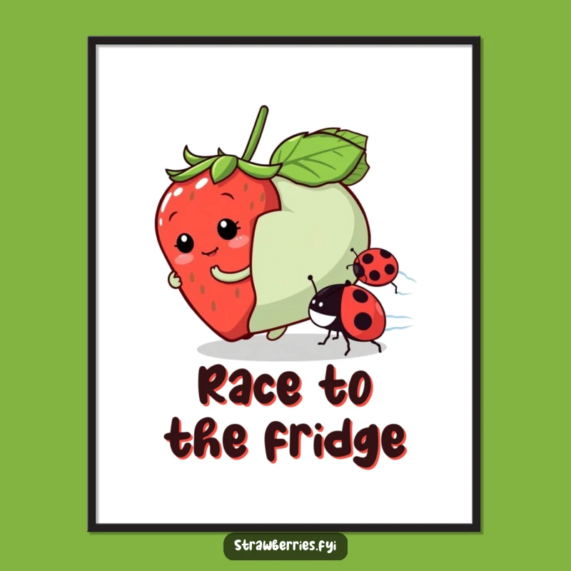 Funny Strawberry Race Poster: Decorate with Humorous Competition Art