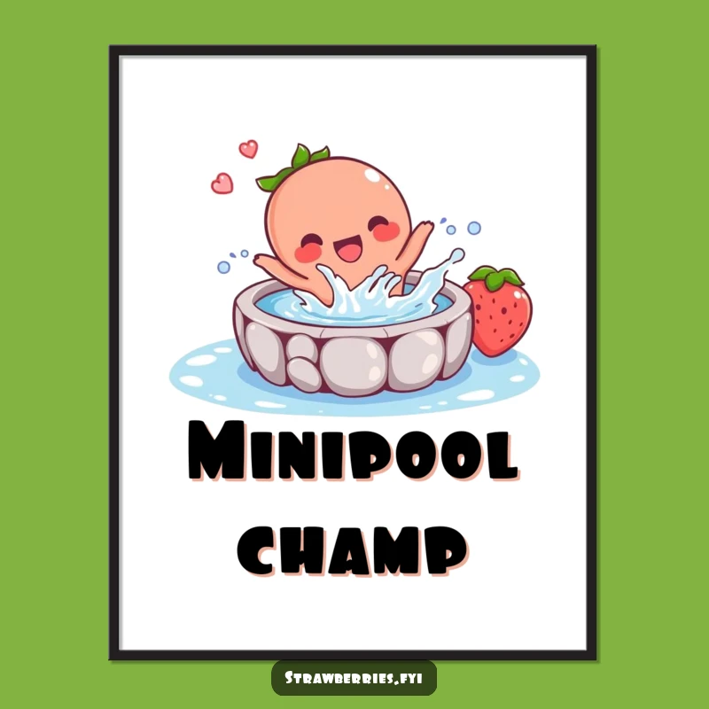 Funny Strawberry Splash Poster: Hilarious Animated Art Print Gift