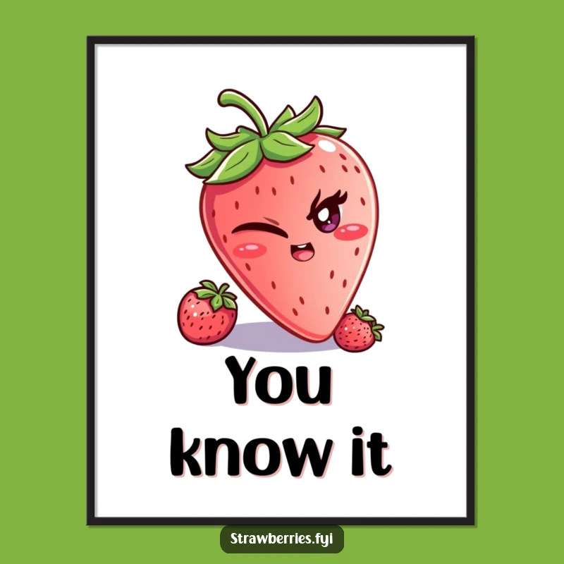 Funny Strawberry Wink Poster: Mischievous Wall Art!