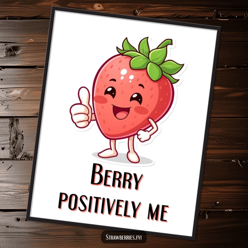 Funny Thumbs Up Strawberry Poster: A beaming strawberry giving a thumbs up, bringing positive and funny energy.
