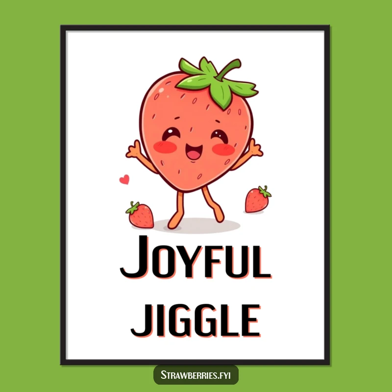 Funny Kawaii Strawberry Wobble Dance Poster - Joyful Art for a Happy Space