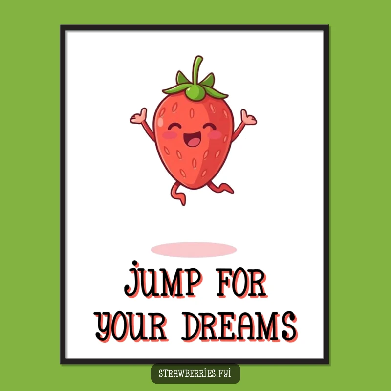 Funny Jumping Strawberry Poster: Bring Joyful Energy to Your Walls