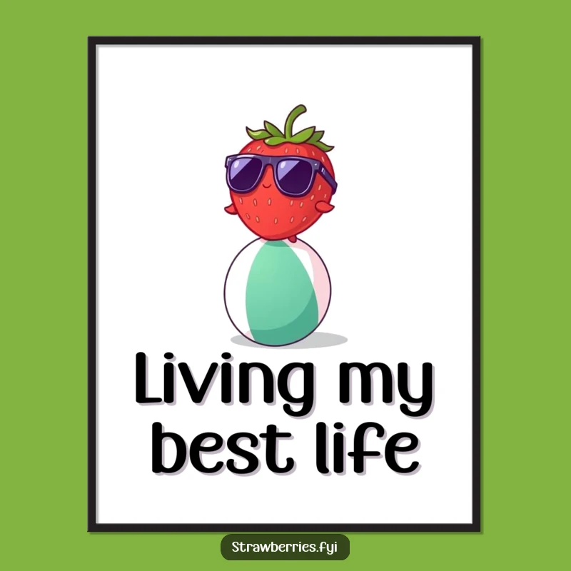 Funny Strawberry Beach Ball Poster: Hilarious Wall Art for Sunny Decor