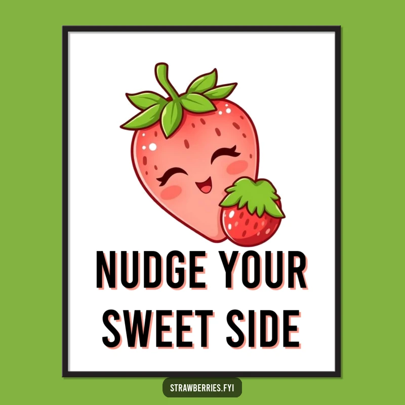 Funny Winking Strawberry Poster Add A Playful Touch To Your Wall Decor