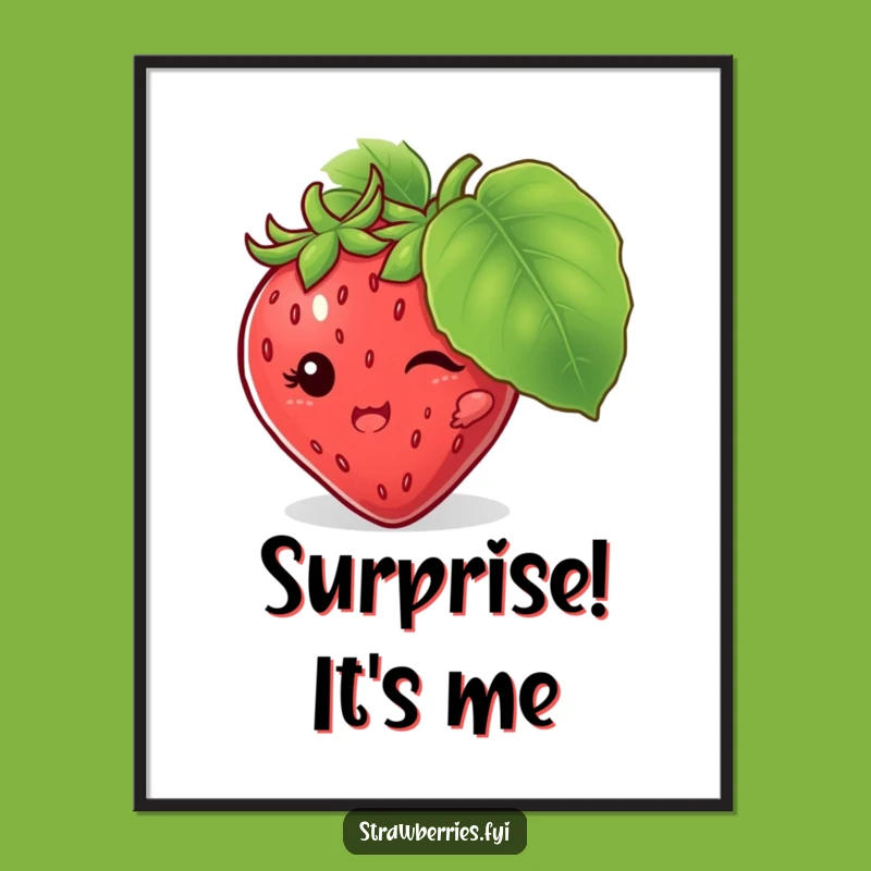 Funny Strawberry Hiding Poster: Add a Touch of Playful Mystery to Walls
