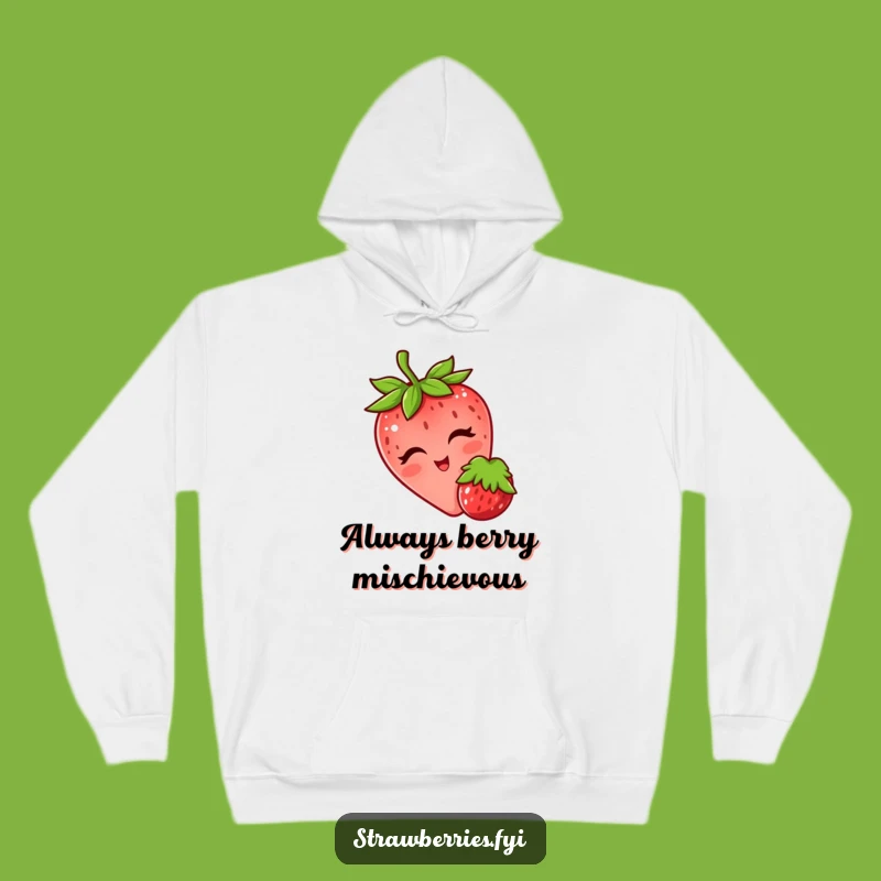 Funny Winking Strawberry Hoodie Cozy Up With Playful Fruit And Humor