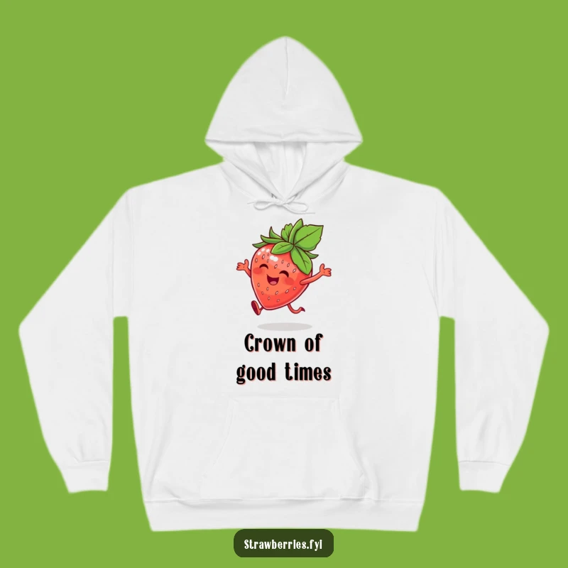 Cozy Funny Happy Strawberry Hoodie - Joyful Hop Warmth & Fruity Humor Gift