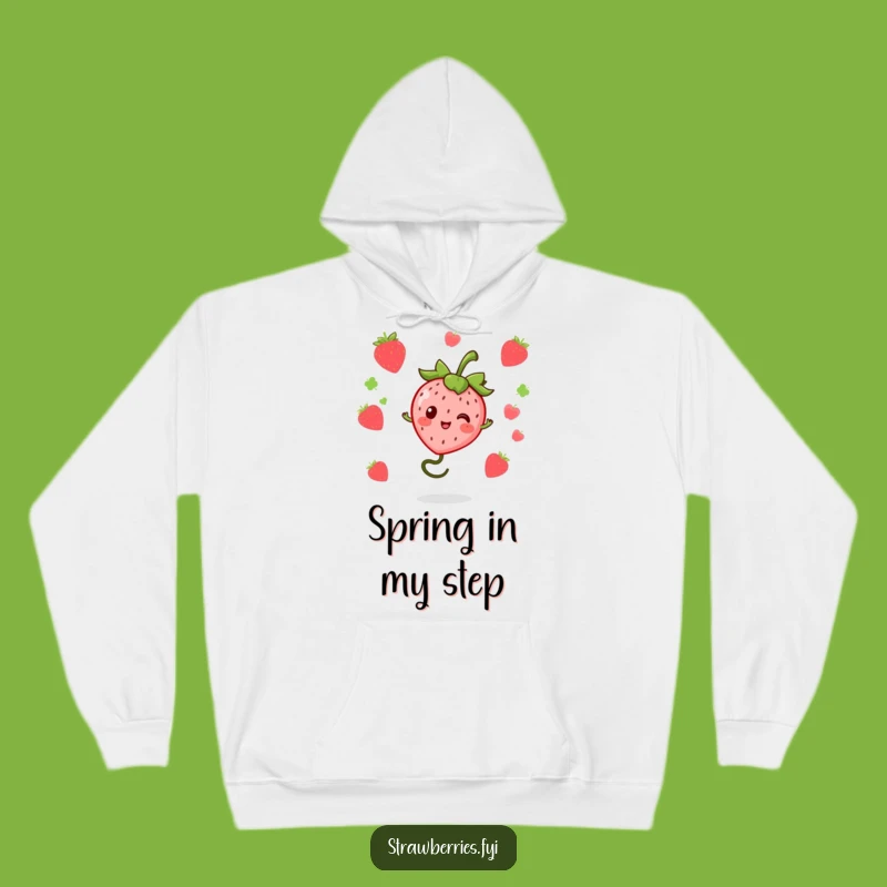 Cozy Funny Kawaii Strawberry Bouncing Hoodie - Warm & Playful Gift