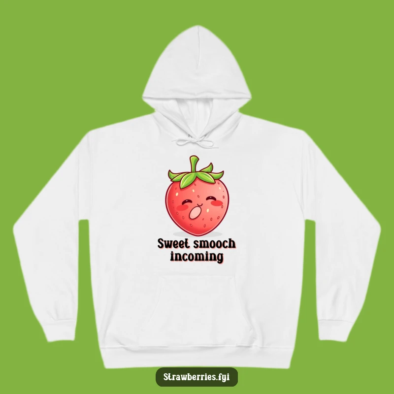 Cozy Funny Kawaii Strawberry Kiss Hoodie, Warm & Adorable Strawberry Gift