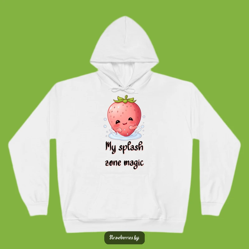 Cozy Funny Kawaii Strawberry Splash Hoodie: Giggling Berry Character Warmth Gift