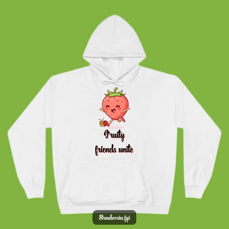 Cozy Funny Skipping Strawberry Hoodie: Warmth and Friendship