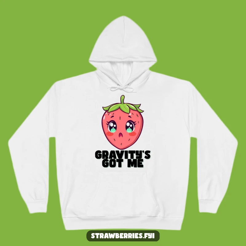 Funny Surprised Strawberry Falling Hoodie - Cozy & Comedic