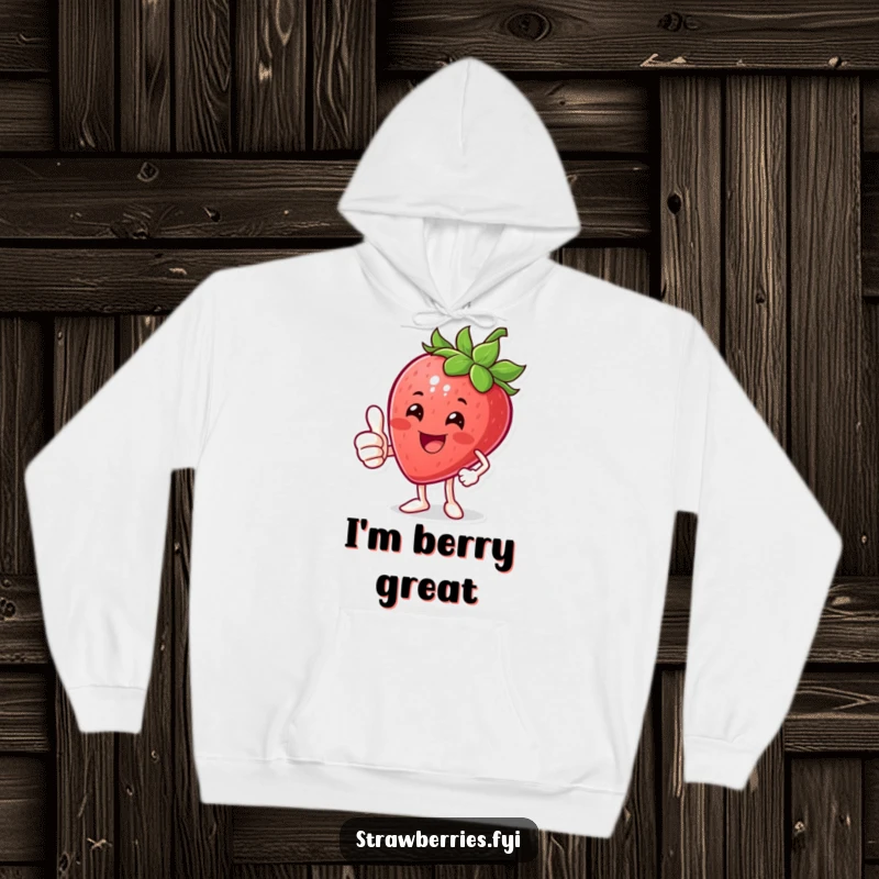 Funny Thumbs Up Strawberry Hoodie: A beaming strawberry character giving a thumbs up, offering warmth and good vibes.