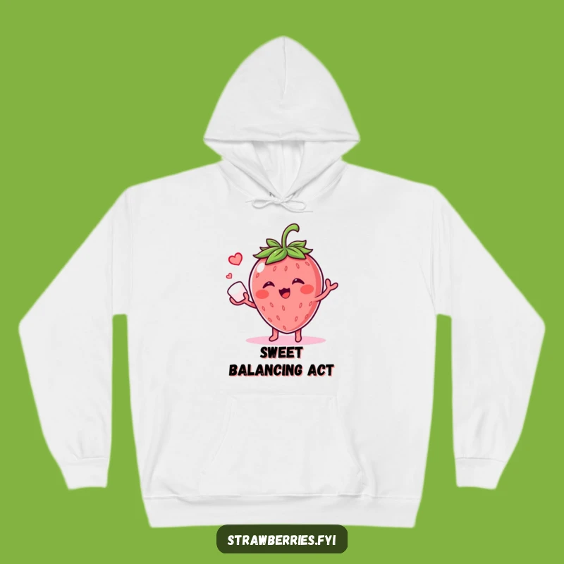 Cozy Funny Giggling Strawberry Hoodie - Sugar Cube Juggling Warmth & Humor