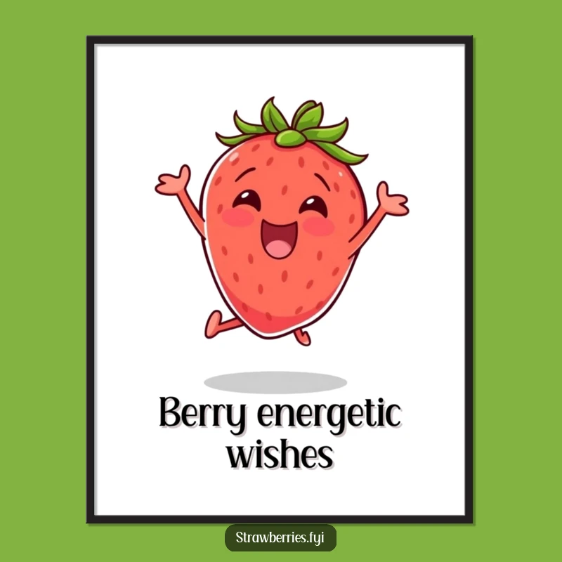 Free Printable Excited Strawberry Art: Energetic Fruit Downloadable Decor